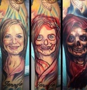 Girlfriend-tattoo-turns-to-skull-tattoo