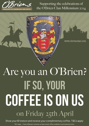 O'Briens Free Coffee Poster copy