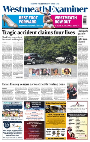 WestmeathExaminerFrontPage