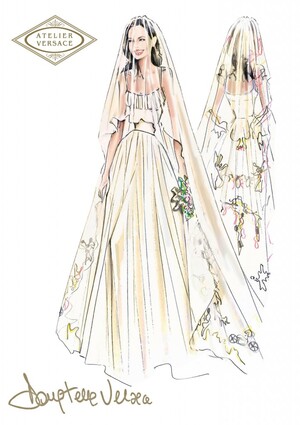 Fashion Sketch of Angelina Jolie's Wedding Dress by Versace