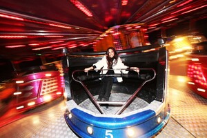 NO FEE PICS . 17/12/2015. Model Nadia Forde  having fun on the waltzers as she visited Winter Funderland in the RDS to officially launch one of Ireland`s family favourites for the festive season. In it`s 42nd year Winter Funderland will span across nine acres of the RDS, featuring age old funfair rides, Fossett`s Circus, Ice skating , a Continental Christmas Market a Santa Experience and some new funfair attractions have even been added to the bill for 2015. New attractions include the 'Break Dance'  the 'Frisbee' and the 'Funderland Loop' Ireland`s only looping rollercoaster . The funfair will stay opened until Sunday, 10th January 2016. Photo: Leon Farrell/Photocall Ireland.