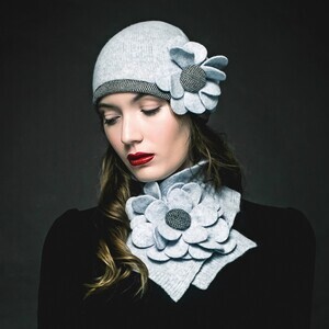 Floral Collar in Feather by Aine Knitwear