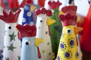 Ceramic Hens by Pottery by Kathy at The Irish Workshop