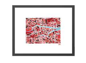 Cork Illustrated Map - Framed