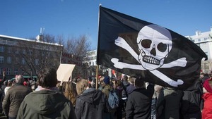 Thousands of Icelanders rally in Reykjavik on April 9, 2016 to demand immediate elections on a sixth consecutive day of anti-government protests over the "Panama Papers" revelations which have already toppled the prime minister. / AFP / HALLDOR KOLBEINS (Photo credit should read HALLDOR KOLBEINS/AFP/Getty Images)
