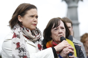 05/03/2017 The 6th annual Flowers for Magdalene event, a ceremony of remembrance for the women of the Magdalene Laundries taking place in the lead up to International Women's Day today in Glasnevin Cemetery. Pictured is Mary Lou McDonald - Deputy Party Leader and Mary Merrit who is surviver from the Magdalene Laundries at the 6th annual Flowers for Magdalene event, a ceremony of remembrance for the women of the Magdalene Laundries. RollingNews.ie