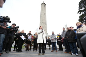 05/03/2017 The 6th annual Flowers for Magdalene event, a ceremony of remembrance for the women of the Magdalene Laundries taking place in the lead up to International Women's Day today in Glasnevin Cemetery. Pictured is Mary Lou McDonald - Deputy Party Leader at the 6th annual Flowers for Magdalene event, a ceremony of remembrance for the women of the Magdalene Laundries. RollingNews.ie