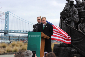 12/3/2017 Taoiseach's Visit To United States of America. Taoiseach and Fine Gael leader Enda Kenny speaking about an announcement that the Government had taken a decision to move forward with plans to hold a referendum to give the right to vote in presidential elections to Irish citizens abroad, including those in Northern Ireland during his visit to Philadelphia as part of his Saint Patrick's day tour of the USA. Photo Tom Keenan/Merrion Street