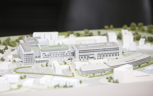 10/03/2017.New National Maternity Hospital. Pictured a model of St Vincents University Hospital and how the new building (White) will fit into the existing complex. Today the Minister marked the submission of the planning application for the new National Maternity Hospital on the St Vincents campus to An Bord Pleanala. Photo: Sam Boal/Rollingnews.ie 