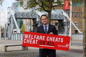 17/04/2017. Welfare Cheats Cheat Us All. Pictured the Minister for Social Protection Leo Varadkar TD at the launch of a new campaign entitled Welfare Cheats Cheat Us All. The Minister is urging the public to blow the whistle in wellfare fraud in Dublin this morning. Photo: Sam Boal/Rollingnews.ie